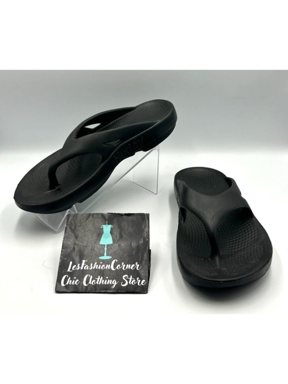 Hurley Womens Black Lightweight Comfortable Casual Flip Flops Sandals Sz 10 3404